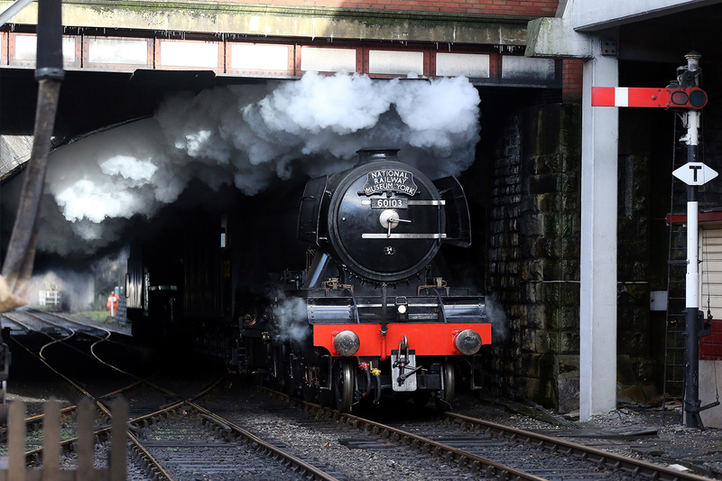 The Flying Scotsman pulls carriages during a test run along the East Lancashire line for the first time in ten years on January 8, 2016 in Bury, England. (Photo by Nigel Roddis/Getty Images)